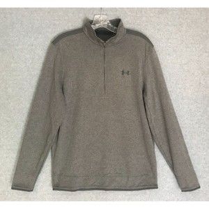 Under‎ Armour Sweater Mens Medium 1/4 Zip Gray ColdGear Loose Pullover Mock Neck